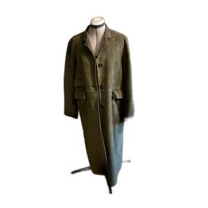 Harve Benard by Benard Holtzman Suede Olive Green Long Coat
